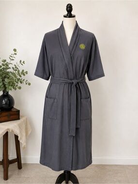Monarch Cypress Gray Spa Robe Kimono Wrap Belted Lounge Robe One Size